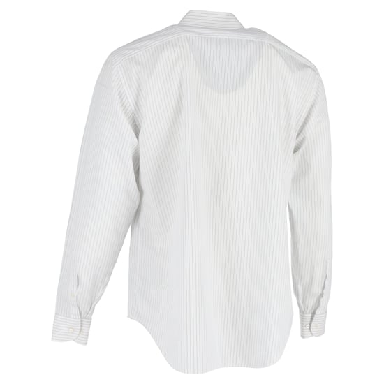 Giorgio Armani Striped Long Sleeve Shirt in White Cotton - Image 3