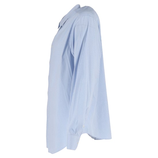 Giorgio Armani Check-Print Long Sleeve Shirt in Blue Cotton - Image 2