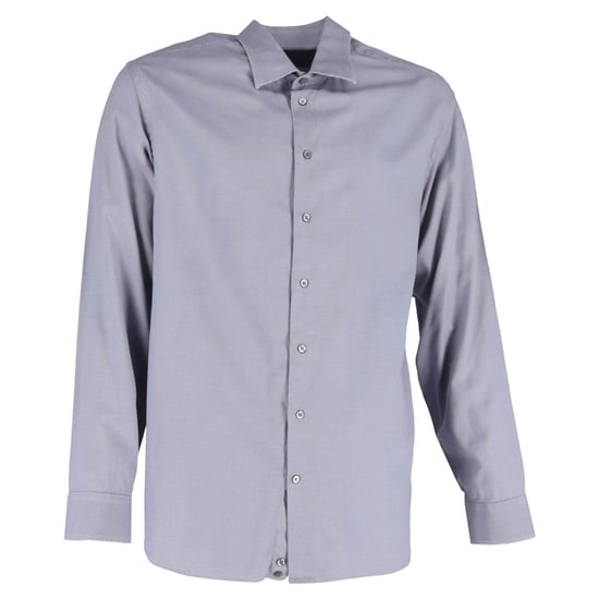 Giorgio Armani Patterned Long Sleeve Shirt in Grey Silk - Image 1