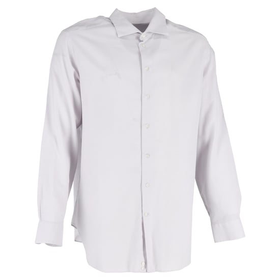 Giorgio Armani Patterned Long Sleeve Shirt in White Cotton - Image 1