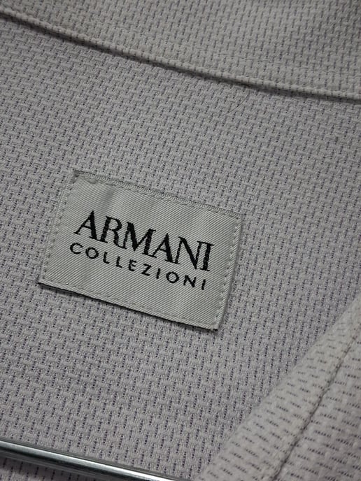 Giorgio Armani Patterned Long Sleeve Shirt in White Cotton - Image 4