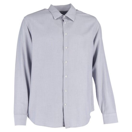 Giorgio Armani Patterned Long Sleeve Shirt in Grey Cotton - Image 1