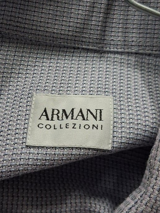 Giorgio Armani Patterned Long Sleeve Shirt in Grey Cotton - Image 4
