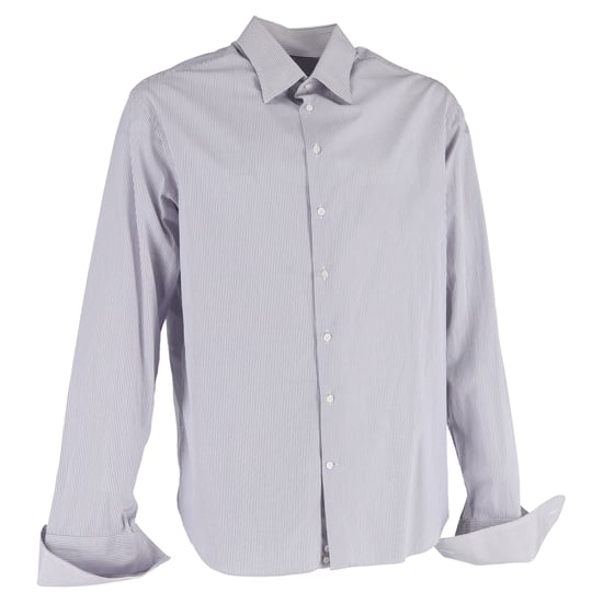 Giorgio Armani Striped Long Sleeve Shirt in Grey Cotton - Image 1