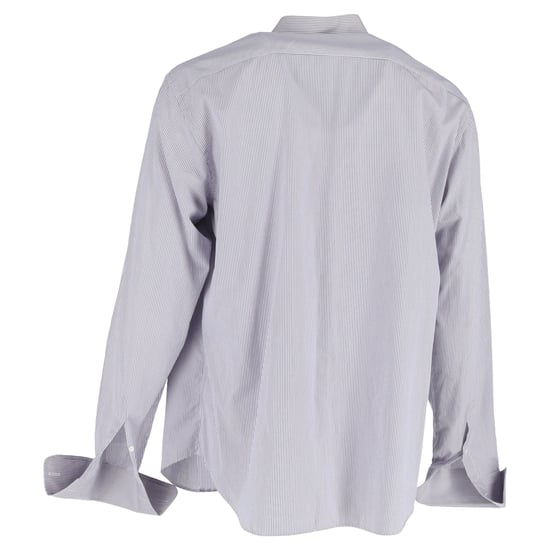 Giorgio Armani Striped Long Sleeve Shirt in Grey Cotton - Image 3