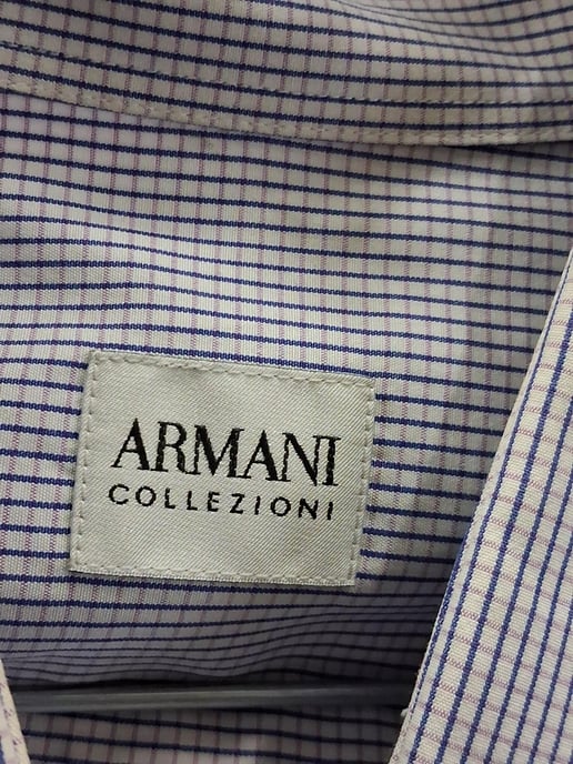Giorgio Armani Striped Long Sleeve Shirt in Grey Cotton - Image 4
