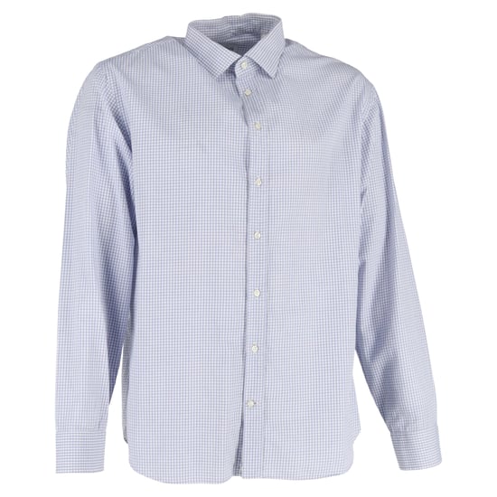 Giorgio Armani Check-Print Long Sleeve Shirt in Blue Cotton - Image 1