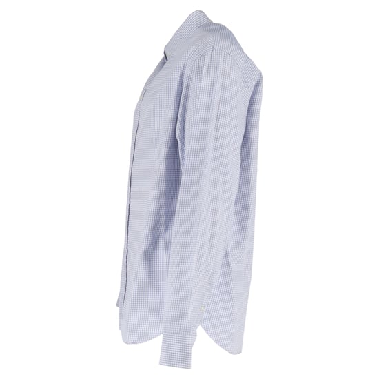 Giorgio Armani Check-Print Long Sleeve Shirt in Blue Cotton - Image 2