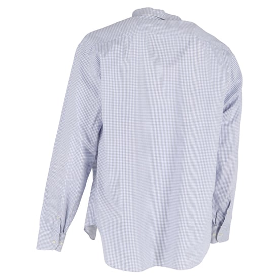 Giorgio Armani Check-Print Long Sleeve Shirt in Blue Cotton - Image 3