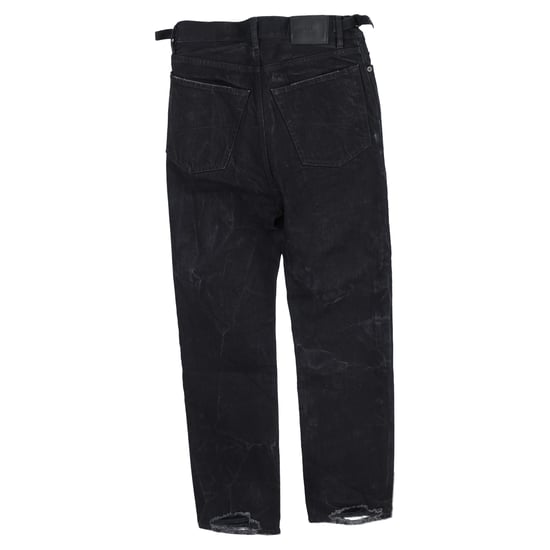 Balenciaga Distressed High-Rise Wide-Leg Jeans in Black Cotton Denim - Image 2