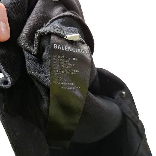 Balenciaga Distressed High-Rise Wide-Leg Jeans in Black Cotton Denim - Image 3