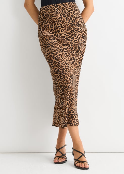 Brown Animal Print Midi Skirt - Image 2