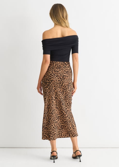 Brown Animal Print Midi Skirt - Image 4