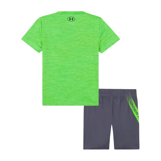 Under Armour Set met T-shirt en korte broek met groot logo voor jongens van Tech (Hyper Groen) - Image 2