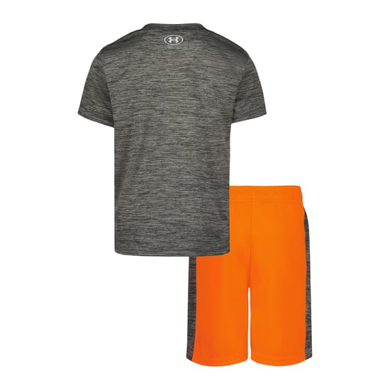 Under Armour Set met T-shirt en korte broek met groot logo voor jongens van Tech (Oranje/Grijs) - Image 2