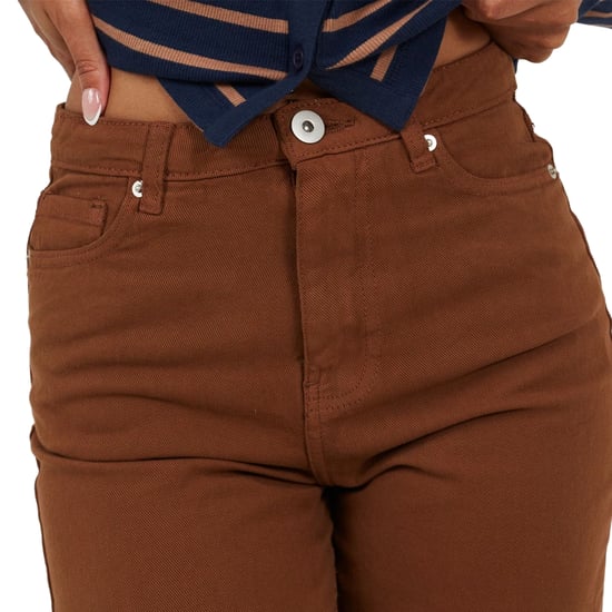 Brave Soul Para-jeans met middelhoge taille en rechte pijpen voor dames (Lichtbruin) - Image 4