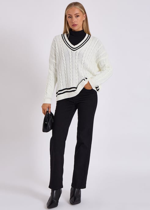 Stripe Sports Cricket Oversized Jumper - Image 2