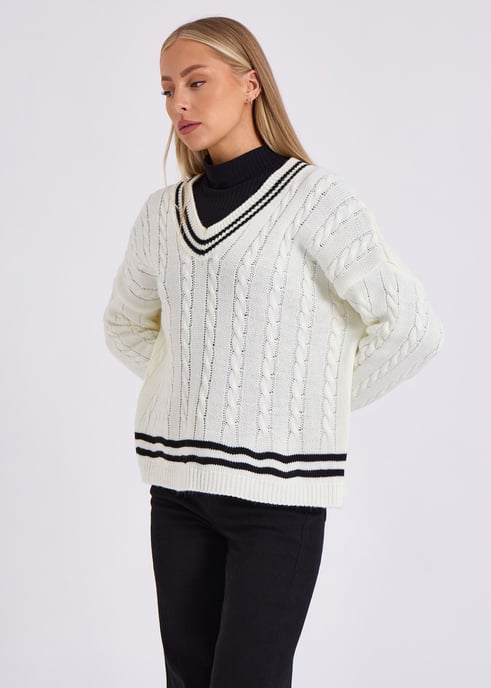 Stripe Sports Cricket Oversized Jumper - Image 3