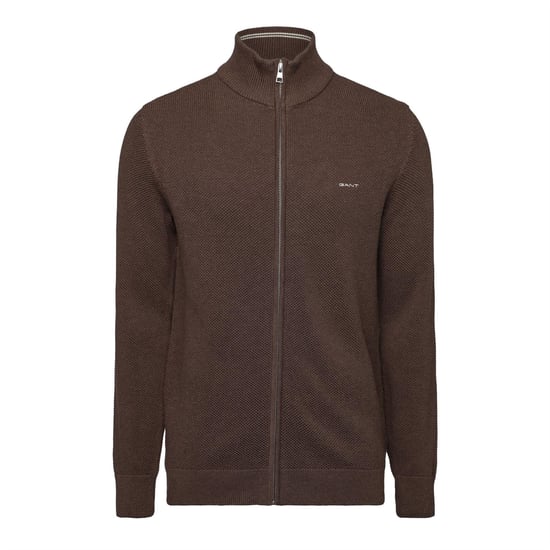 Men's Gant Cotn Pique Zp C in BROWN MELANGE - Image 2