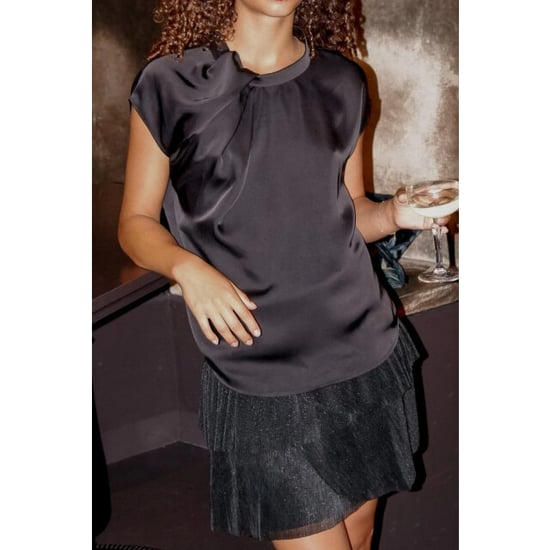 Neo Noir fleur drapy satin blouse 160990 100 black - Image 4