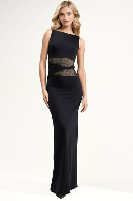 Kanten Cut-Out Gedetailleerde Maxi-jurk - Image 1