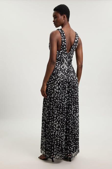 Polka Dot Crinkle Cross Back Georgette Woven Jumpsuit - Image 3