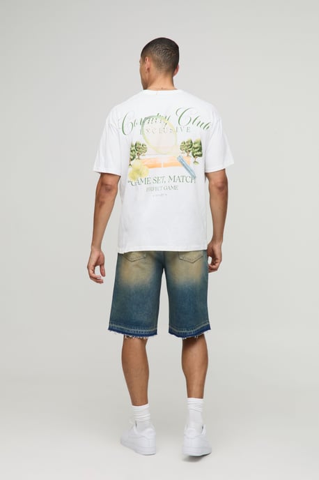 Ripped Denim Jorts In Washed Light Blue - Image 2