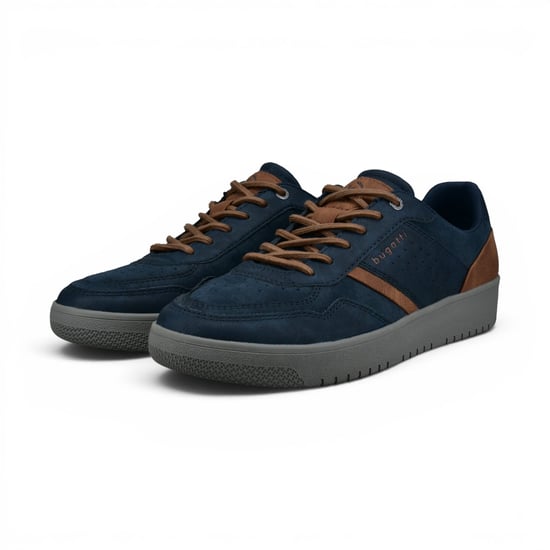 Bugatti Men's Navy Blue Leather Fashion Comfort Trainer Shoes - Llopart - Image 4