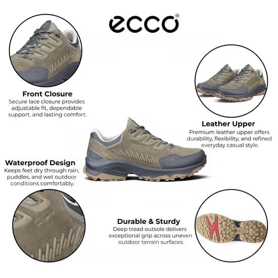 Ecco Men's Green Leather Waterproof Hiking Trainer Sneaker Shoes - Receptor XP - Image 2