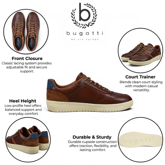 Bugatti Men's Brown Leather Fashion Comfort Trainer Shoes - Llopart - Image 2