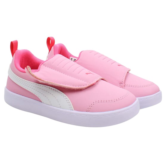 Puma Courtflex v2 Padded V Kids Pink Trainers - Image 2