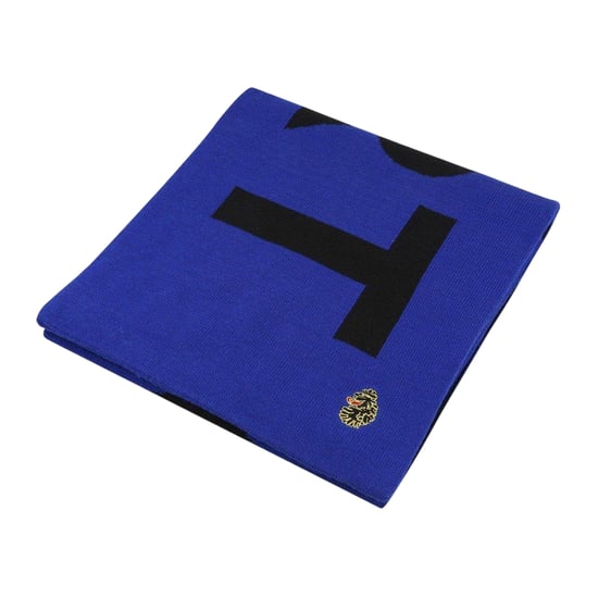 Luke Wollen gebreide sjaal met letters (Donker kobalt) - Image 2