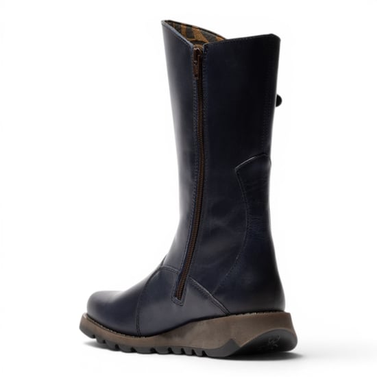 Fly London Womens Wine MES 2 Wighiel Gesp Leren Rits Platform Laarzen midden op de kuit - Image 4