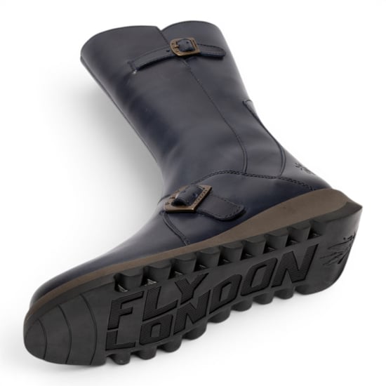 Fly London Womens Wine MES 2 Wighiel Gesp Leren Rits Platform Laarzen midden op de kuit - Image 5