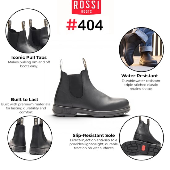 Rossi 404 Black Leather Outdoor Chelsea Boots - Spinifex - Image 2