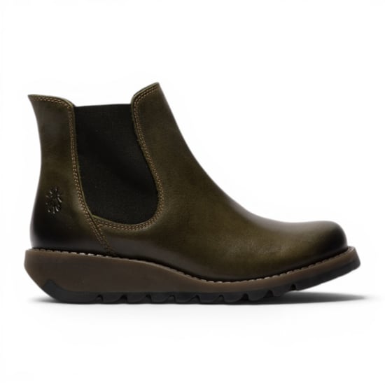 Fly London Dames Diesel Groene Chelsea Leren Enkellaarzen - SALV195 - Image 1