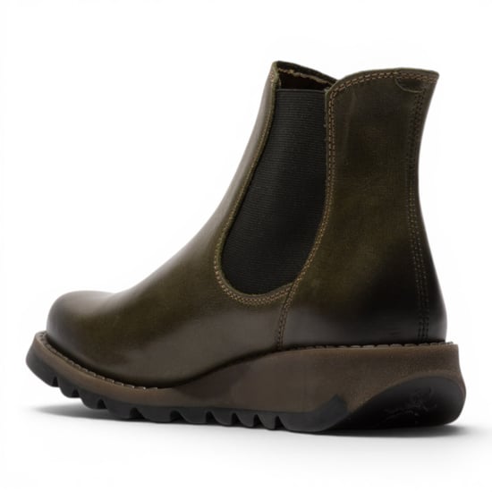 Fly London Dames Diesel Groene Chelsea Leren Enkellaarzen - SALV195 - Image 3