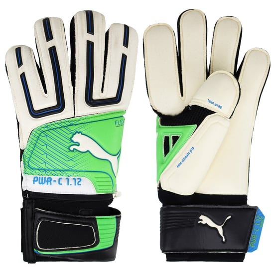 Puma Power Cat 1.12 Mens White/Green Goalkeeper Gloves - Image 1