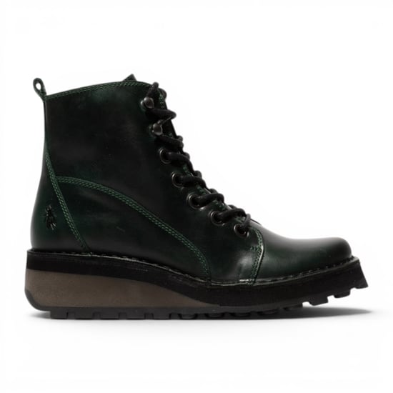 Fly London dames groene leren veterschoenen enkellaarzen - HAZI147 - Image 1