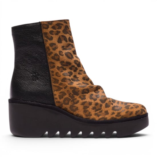 Fly London vrouwen Black Tan Suède Leren Sleufhak Platform Enkellaarzen - BAAN538 - Image 1