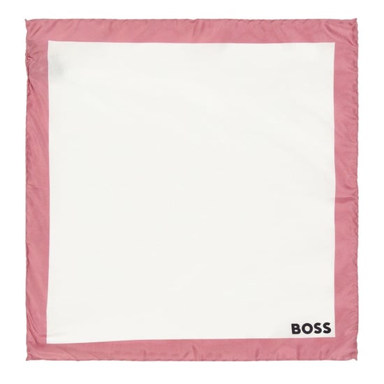 Boss Bordered Pocket Square (White/Dusty Rose) - Image 1