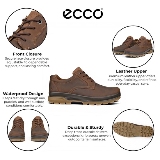 Ecco Men's Camel Brown Leather Waterproof Casual Shoes -  Rugged Track 25 - Image 2