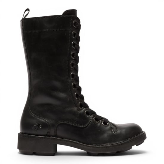 Fly London Women's Black Leather Strike-Up Combat Ankle Boots - NOLE176 - Image 1