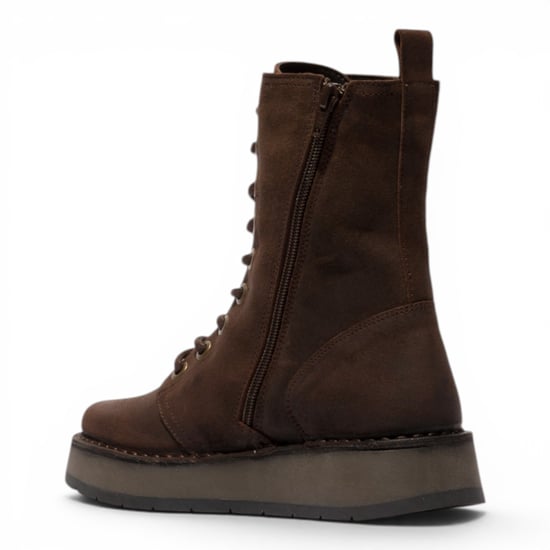 Fly London Dames Combat Brown Suède Leren Veterlaarzen - RAMI043 - Image 4