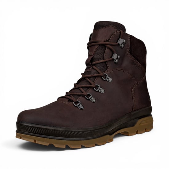 Ecco Men's Brown Leather Waterproof Lace-up Hiking Boots - Rugged Track 25 - Image 5