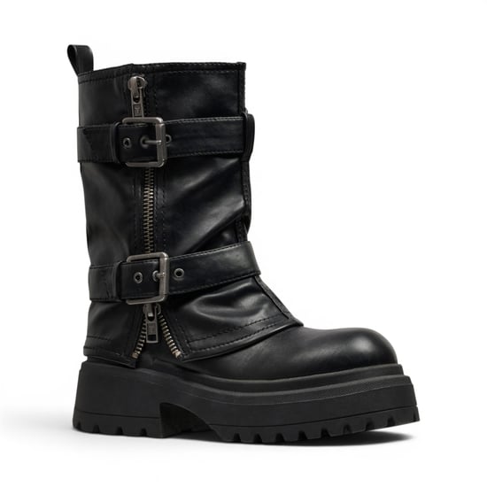 Windsorsmith Dames Zwarte Chunky Platform Boots Pull-On High Laarzen - Vendetta - Image 3