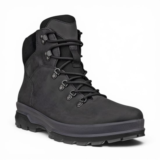 Ecco Men's Black Leather Waterproof Lace-up Hiking Boots - Rugged Track 25 - Image 4