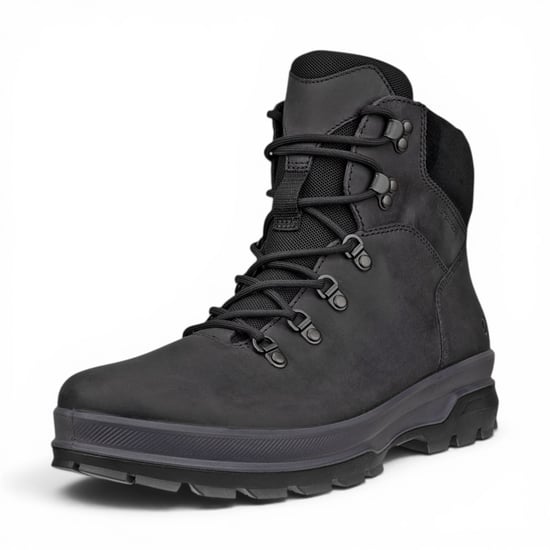 Ecco Men's Black Leather Waterproof Lace-up Hiking Boots - Rugged Track 25 - Image 5