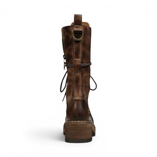 Windsorsmith Dames bruine leren veterschoenen lange gevechtslaarzen - Roam - Image 5