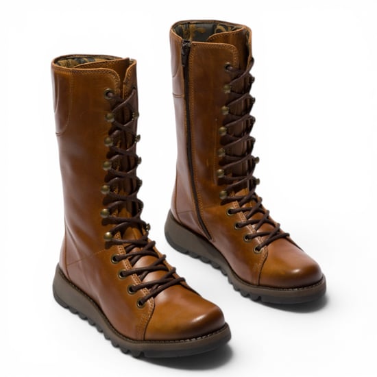 Fly London Women's Brown Leather Strike-Up Combat Ankle Boots - STER768 - Image 3